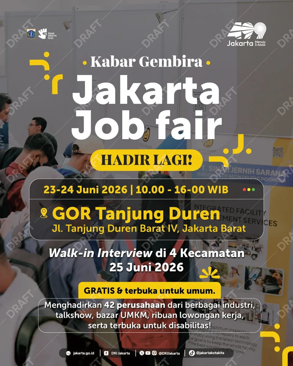 Job Fair Kabupaten Pandeglang 2026 (Suku Dinas TKTE Wilayah Kabupaten Pandeglang Barat) : 23-24 Juni 2026